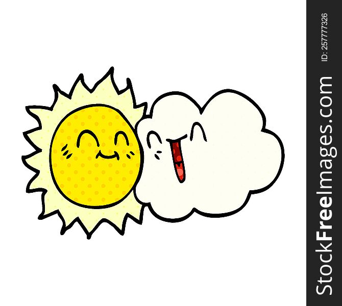 Cartoon Doodle Happy Sunshine And Cloud