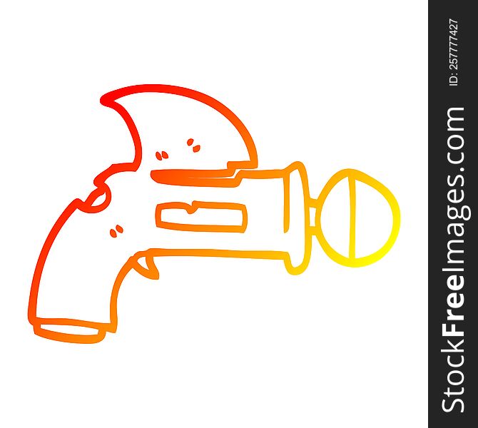 warm gradient line drawing of a cartoon ray gun