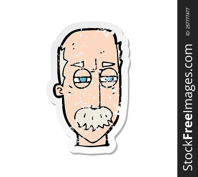 retro distressed sticker of a cartoon annoyed old man