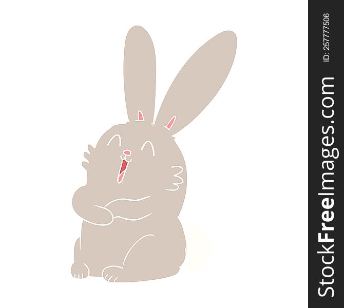 Flat Color Style Cartoon Laughing Bunny Rabbit