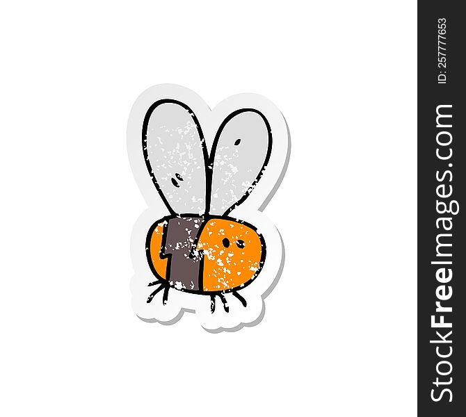 Retro Distressed Sticker Of A Cartoon Bee