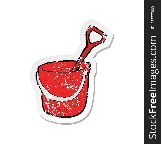 Retro Distressed Sticker Of A Cartoon Bucket And Spade