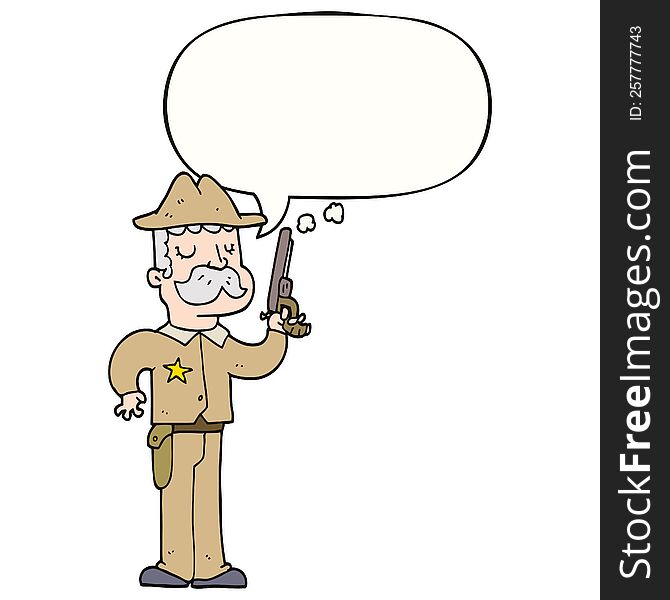 cartoon sheriff with speech bubble. cartoon sheriff with speech bubble