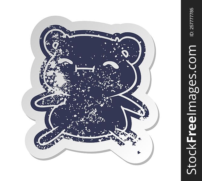 Distressed Old Sticker Kawaii Cute Teddy Bear