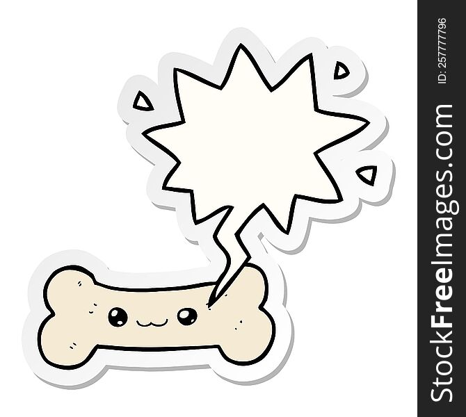 cartoon bone with speech bubble sticker. cartoon bone with speech bubble sticker