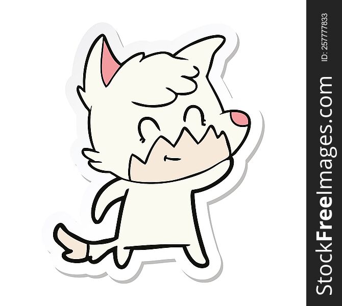 Sticker Of A Cartoon Friendly Fox