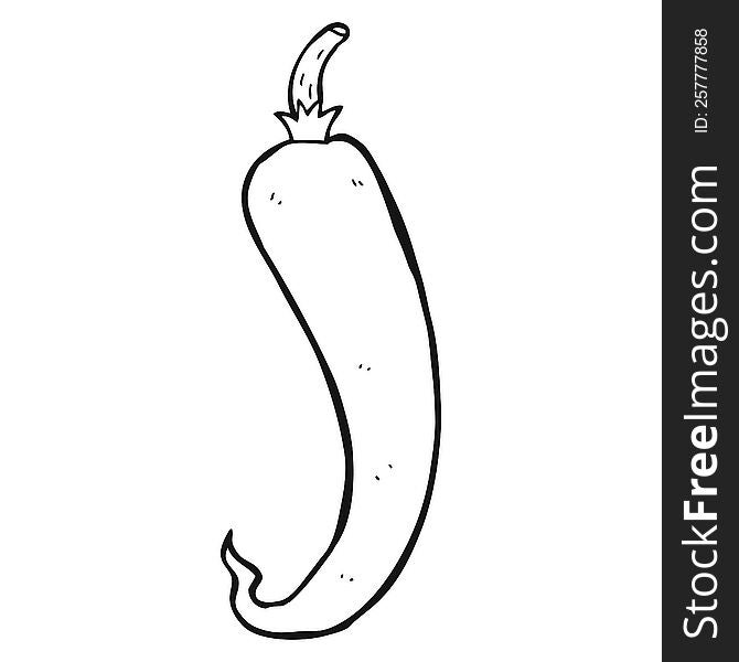 freehand drawn black and white cartoon chilli pepper