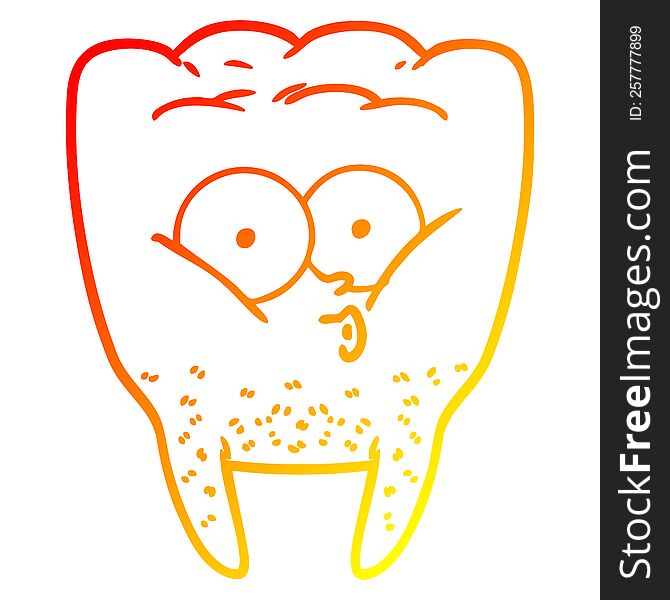 warm gradient line drawing of a cartoon whistling tooth