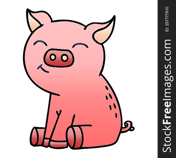 Quirky Gradient Shaded Cartoon Pig