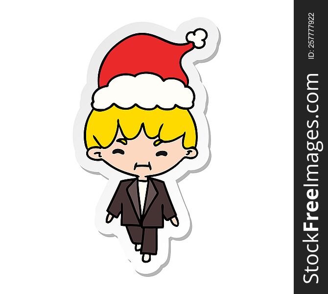 Christmas Sticker Cartoon Of Kawaii Boy