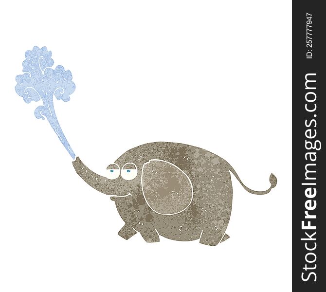 Retro Cartoon Elephant Squirting Water
