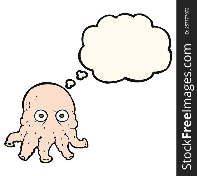 cartoon alien squid face with thought bubble