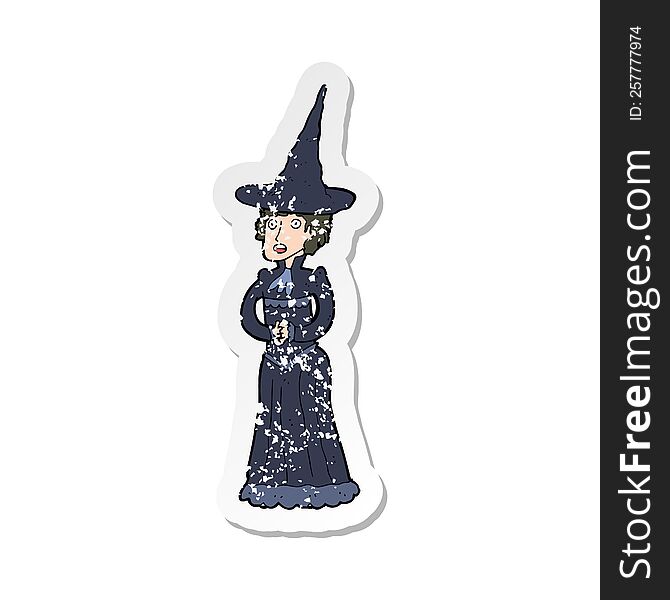 retro distressed sticker of a cartoon halloween witch