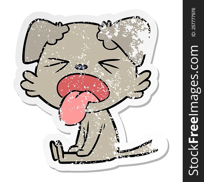 distressed sticker of a cartoon sitting dog