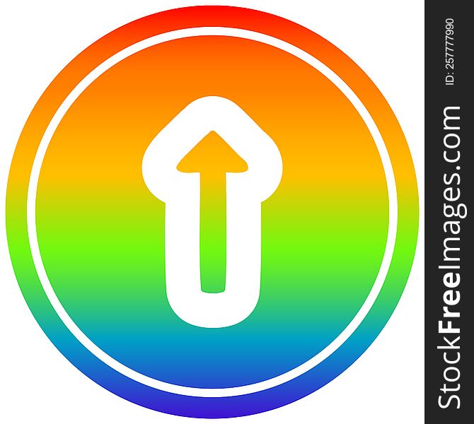 pointing arrow circular icon with rainbow gradient finish. pointing arrow circular icon with rainbow gradient finish