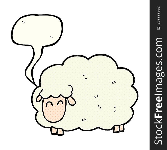 freehand drawn comic book speech bubble cartoon sheep
