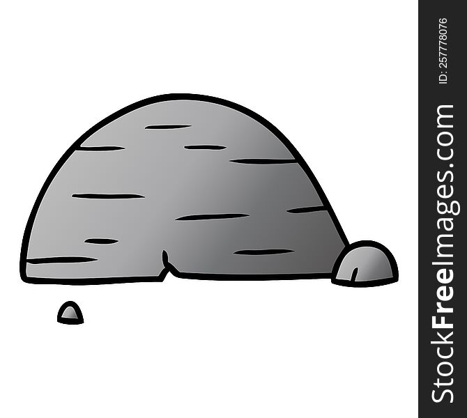 hand drawn gradient cartoon doodle of grey stone boulder