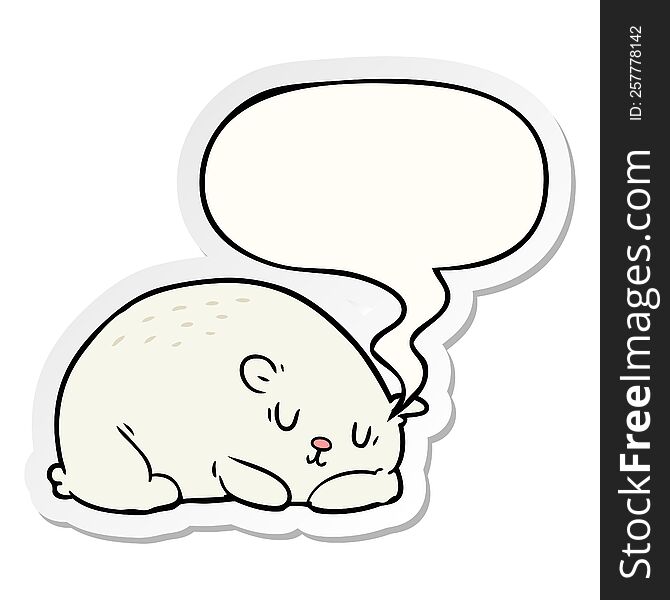 cartoon sleepy polar bear and speech bubble sticker