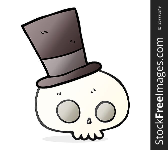 Cartoon Skull Wearing Top Hat