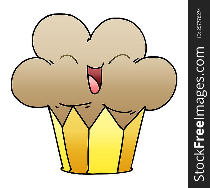 Quirky Gradient Shaded Cartoon Happy Cupcake