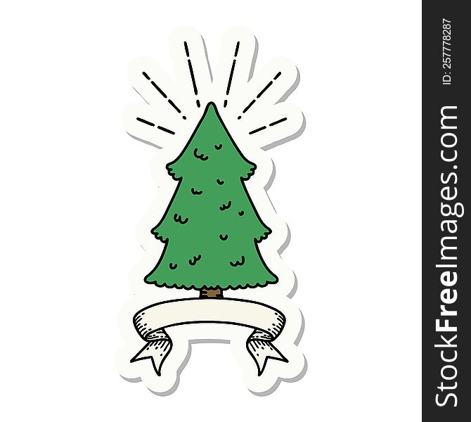 Sticker Of Tattoo Style Pine Tree