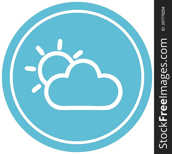 sun and cloud circular icon symbol