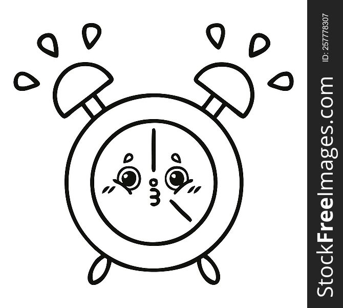 line drawing cartoon of a alarm clock