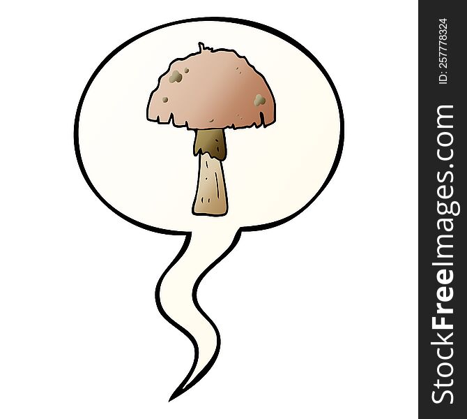 Cartoon Mushroom And Speech Bubble In Smooth Gradient Style