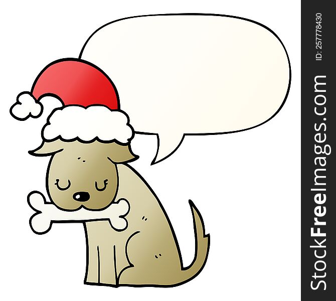 cute christmas dog with speech bubble in smooth gradient style