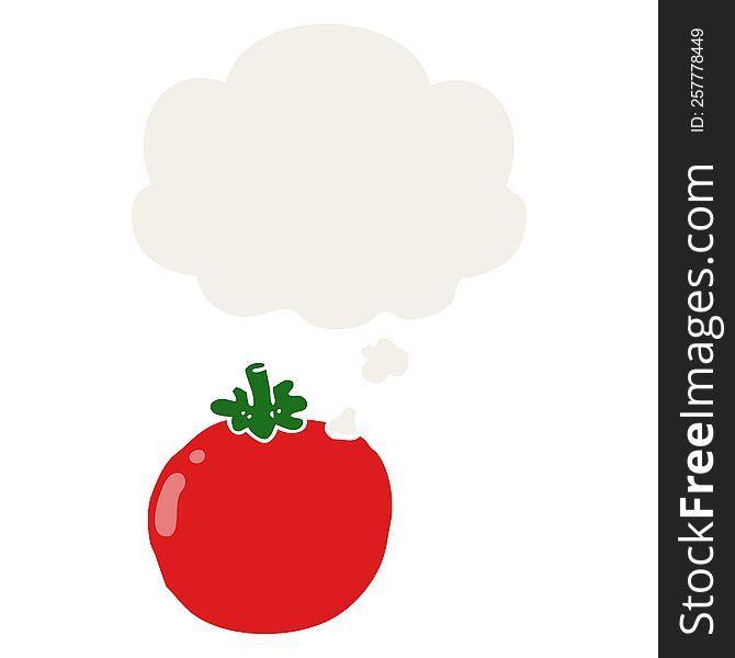 Cartoon Tomato And Thought Bubble In Retro Style