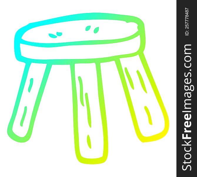 Cold Gradient Line Drawing Cartoon Small Stool