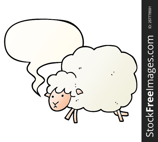 cartoon sheep with speech bubble in smooth gradient style