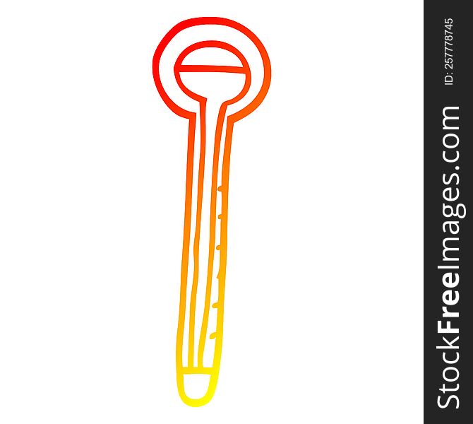 Warm Gradient Line Drawing Cartoon Thermometer