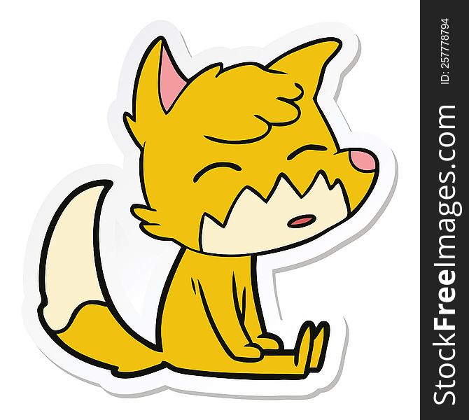 sticker of a cartoon fox sitting
