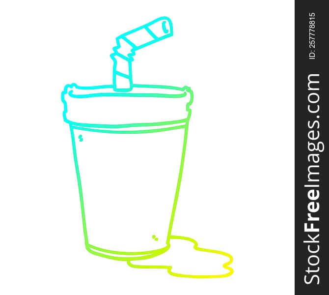 Cold Gradient Line Drawing Cartoon Soda Cup