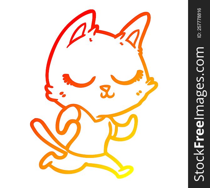 Warm Gradient Line Drawing Calm Cartoon Cat Running