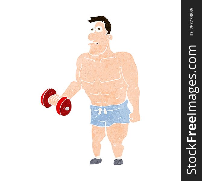 cartoon man lifting weights