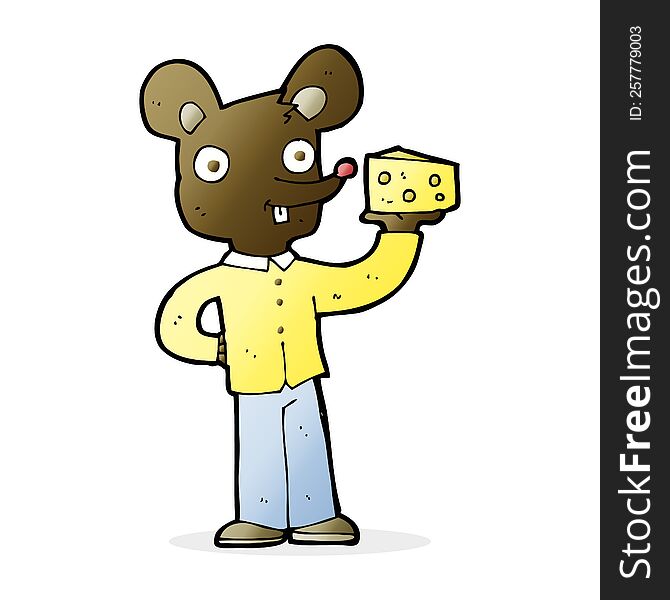 cartoon mouse holding cheese