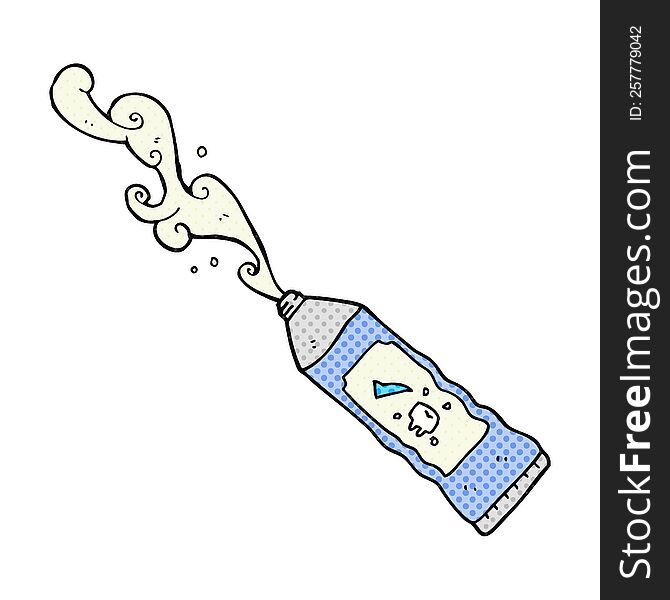 Comic Book Style Cartoon Toothpaste Squirting