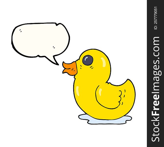 freehand drawn speech bubble cartoon rubber duck