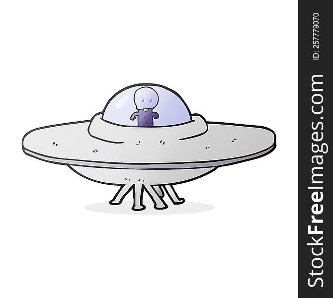 freehand drawn cartoon alien flying saucer