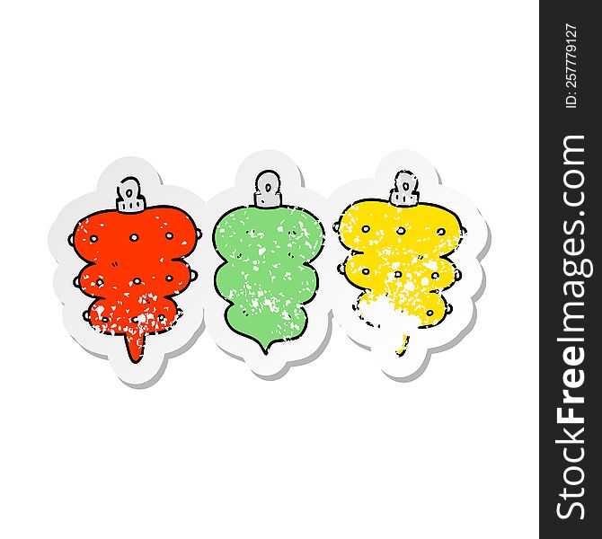 distressed sticker of a cartoon christmas decorations