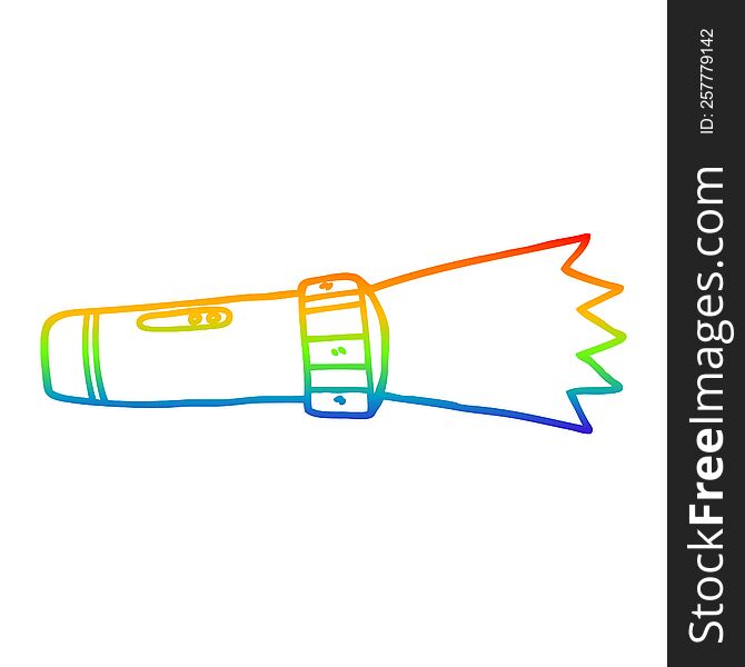 Rainbow Gradient Line Drawing Cartoon Of Lit Torch