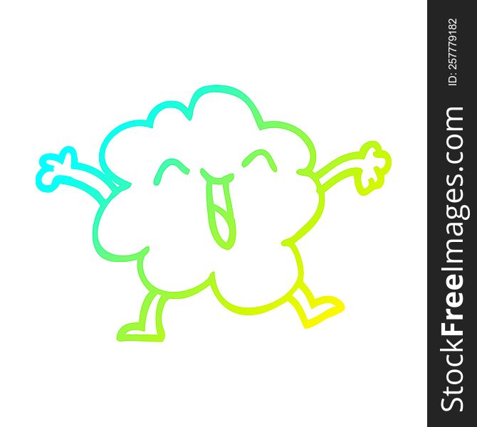 cold gradient line drawing of a cartoon expressive weather cloud