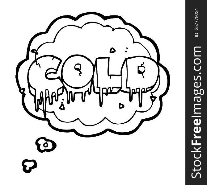 freehand drawn thought bubble cartoon cold text symbol