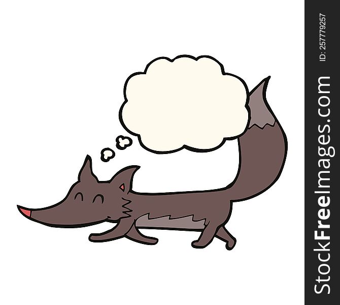 Cartoon Little Wolf With Thought Bubble