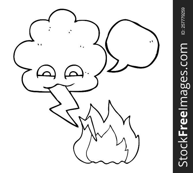 freehand drawn speech bubble cartoon thundercloud lightning strike. freehand drawn speech bubble cartoon thundercloud lightning strike