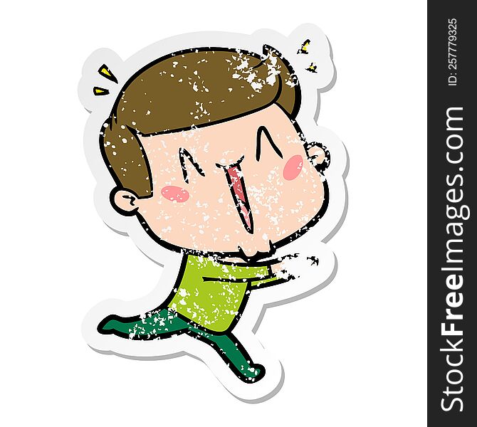 Distressed Sticker Of A Cartoon Excited Man