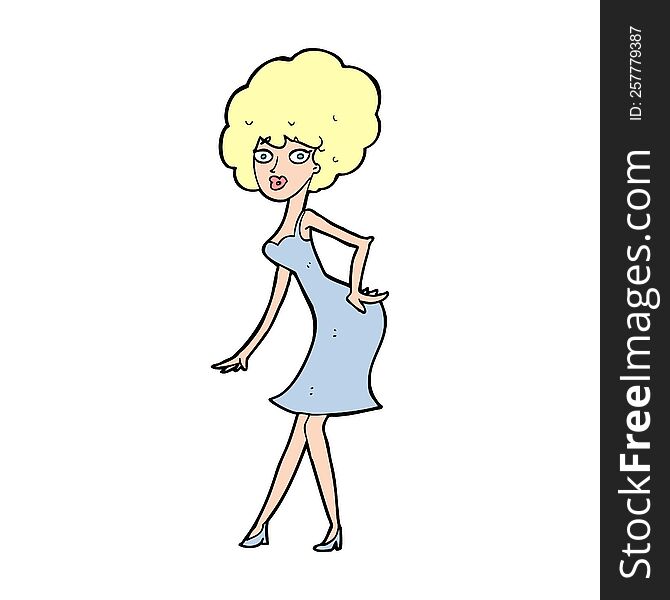 Cartoon Woman Posing In Dress