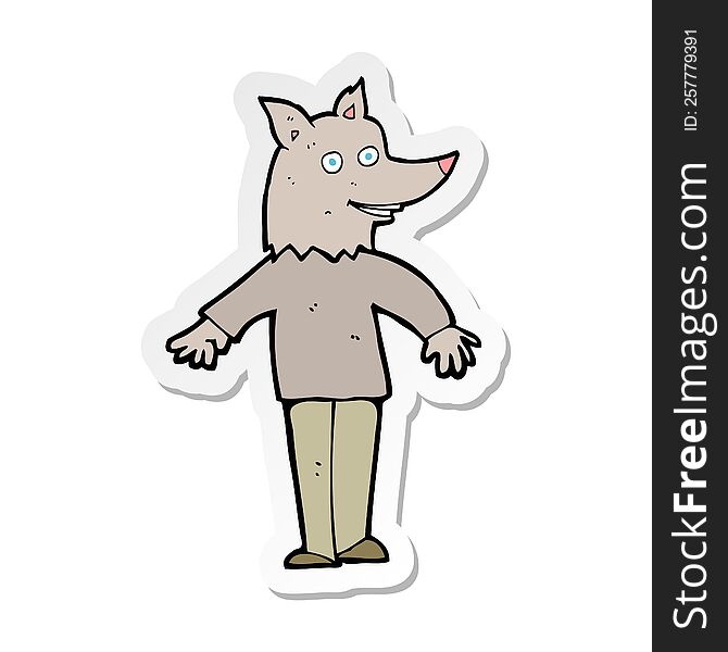 Sticker Of A Cartoon Happy Werewolf